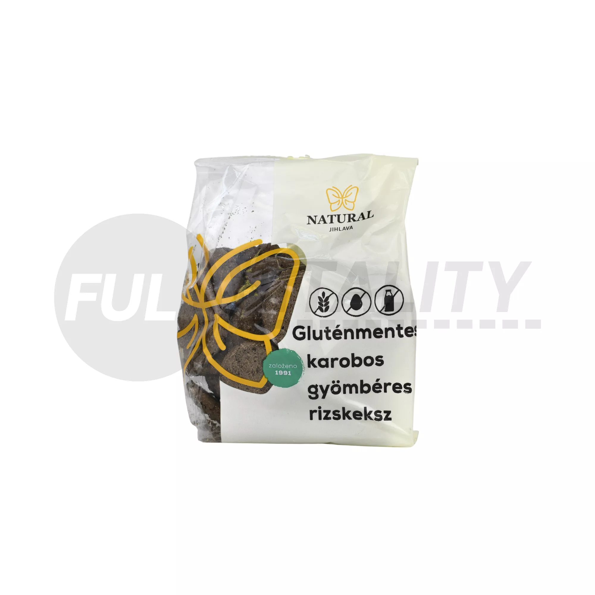 GLUTÉNMENTES NATURAL RIZSKEKSZ KAROBOS- GYÖMBÉRES 150G