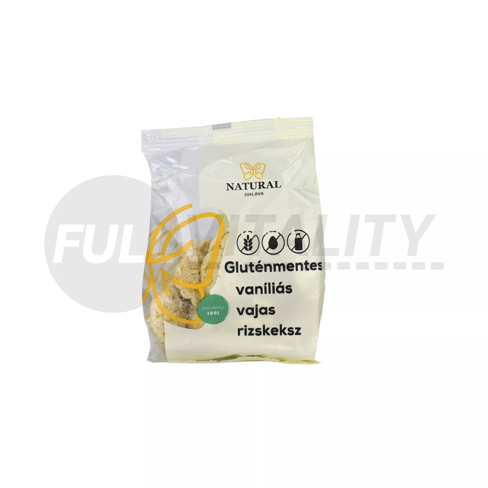 GLUTÉNMENTES NATURAL RIZSKEKSZ  VANÍLIÁS VAJAS 100G