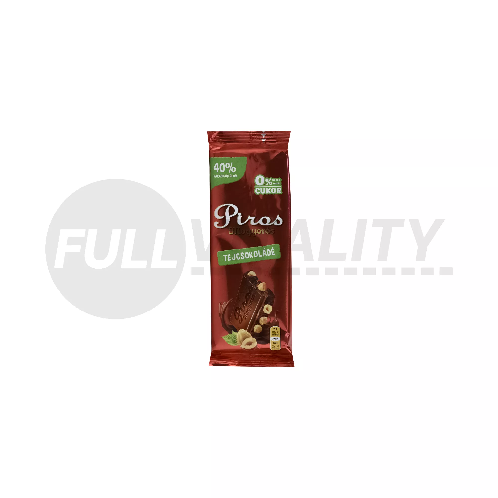 GLUTÉNMENTES PIROS MOGYORÓS HOZZÁADOTT CUKOR NÉLKÜL TEJCSOKOLÁDÉ 80G