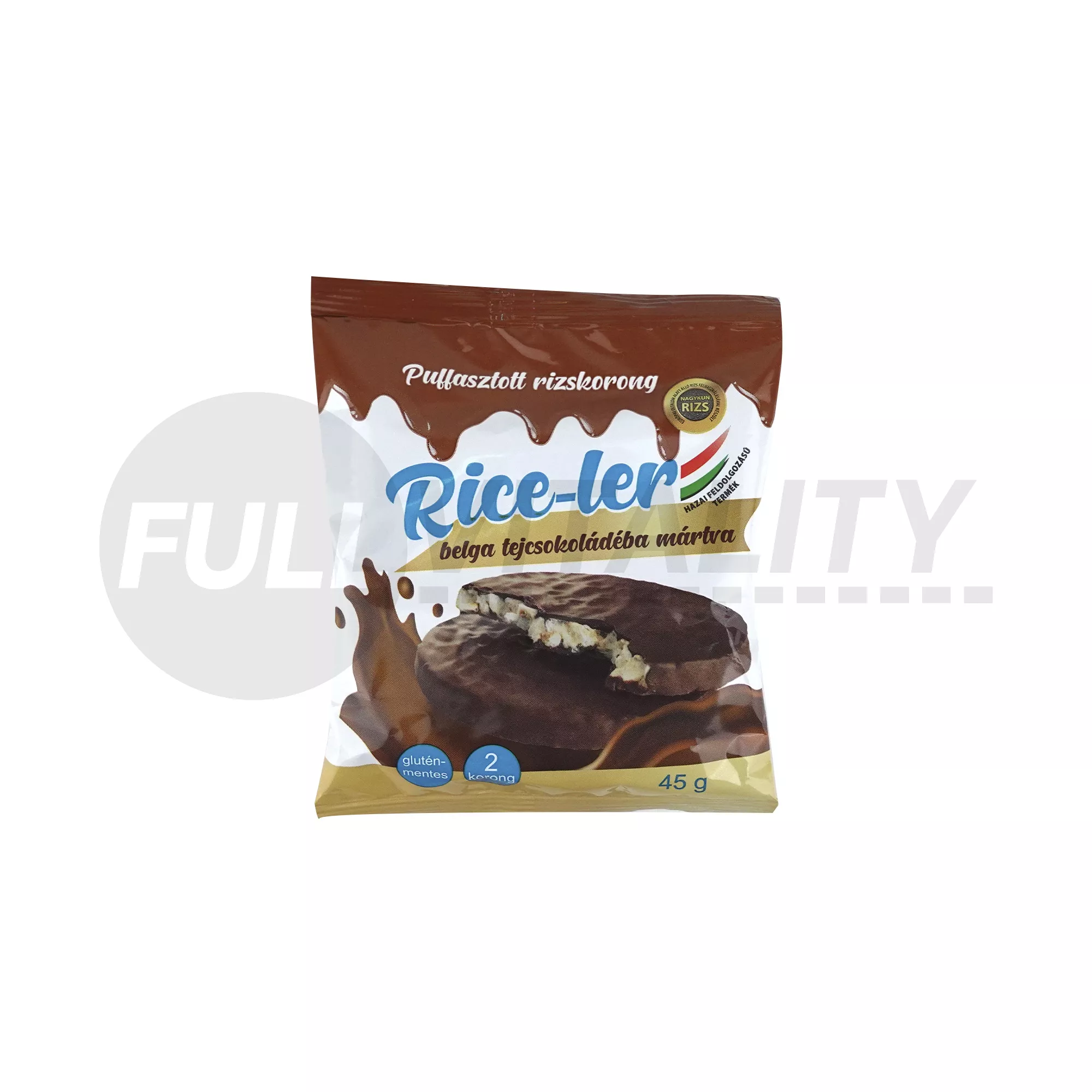 GLUTÉNMENTES RICE-LER PUFFASZTOTT RIZSKORONG BELGA TEJCSOKOLÁDÉBA MÁRTVA 45G