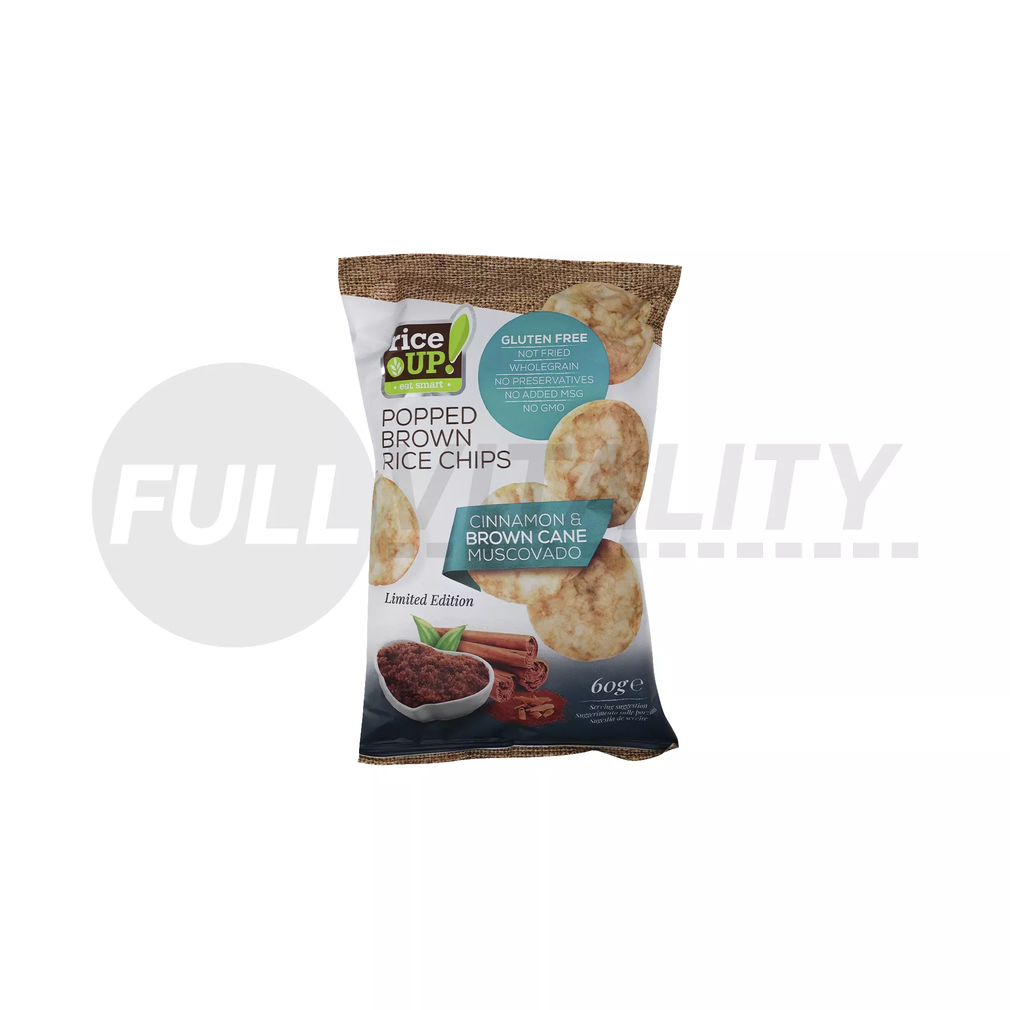 GLUTÉNMENTES RICE UP CHIPS FAHÉJAS-NÁDCUKORRAL 60G