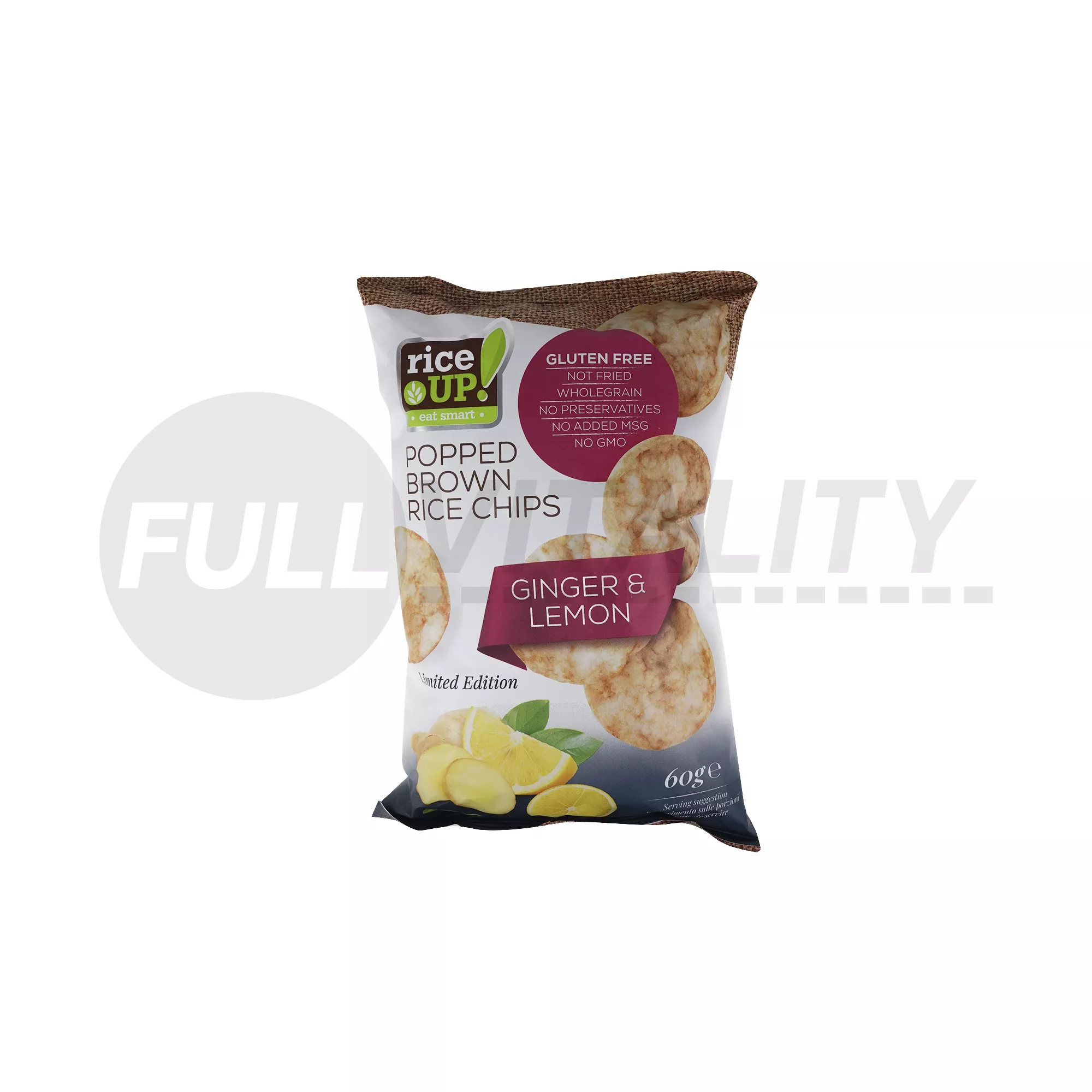 GLUTÉNMENTES RICE UP CHIPS GYÖMBÉR-CITROM ÍZŰ 60G