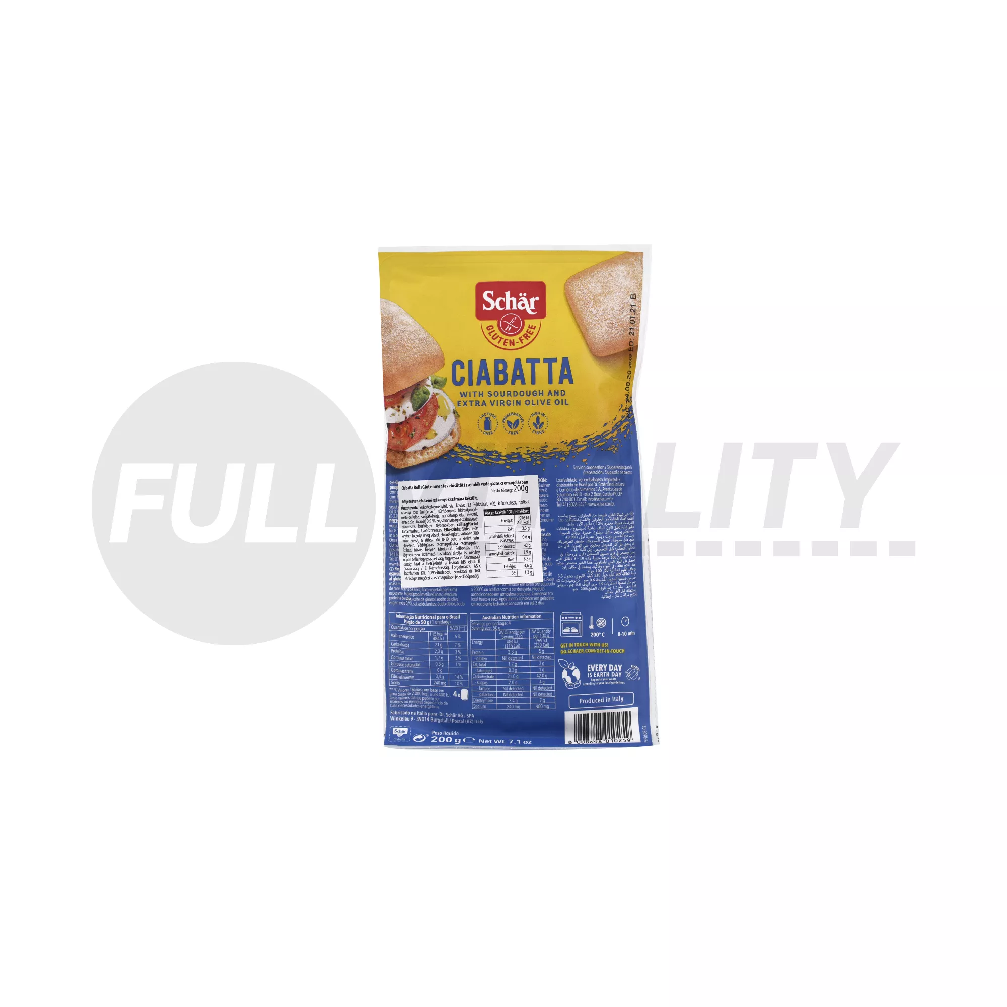 GLUTÉNMENTES SCHAR CIABATTINE ZSEMLE 200G /4HÓ/