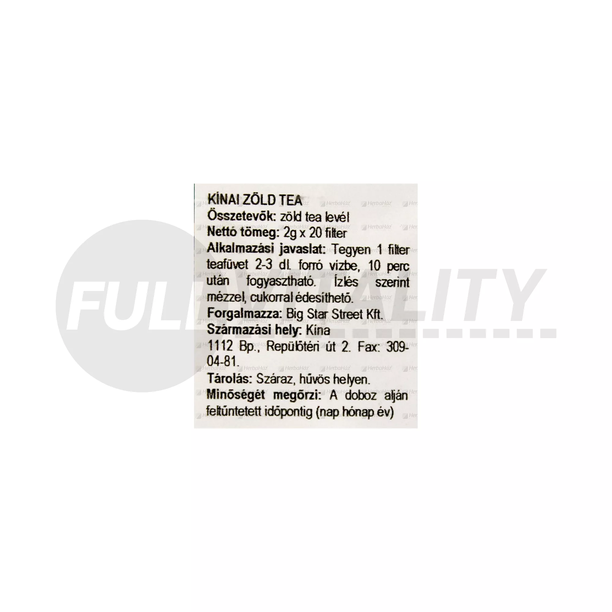 GOLDEN SAIL TEA KÍNAI ZÖLD TEA FILTERES 20X2G