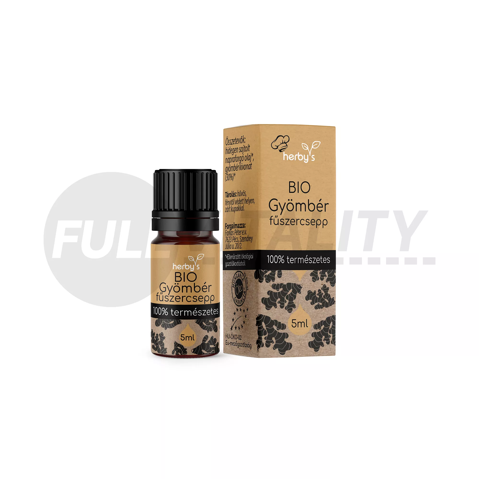 HERBYS BIO GYÖMBÉR FŰSZERCSEPP 100% TERMÉSZETES 5ML