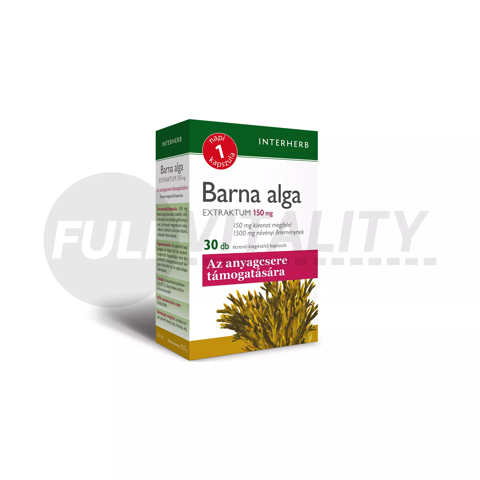 INTERHERB NAPI 1 BARNA ALGA EXTRAKTUM KAPSZULA 30DB