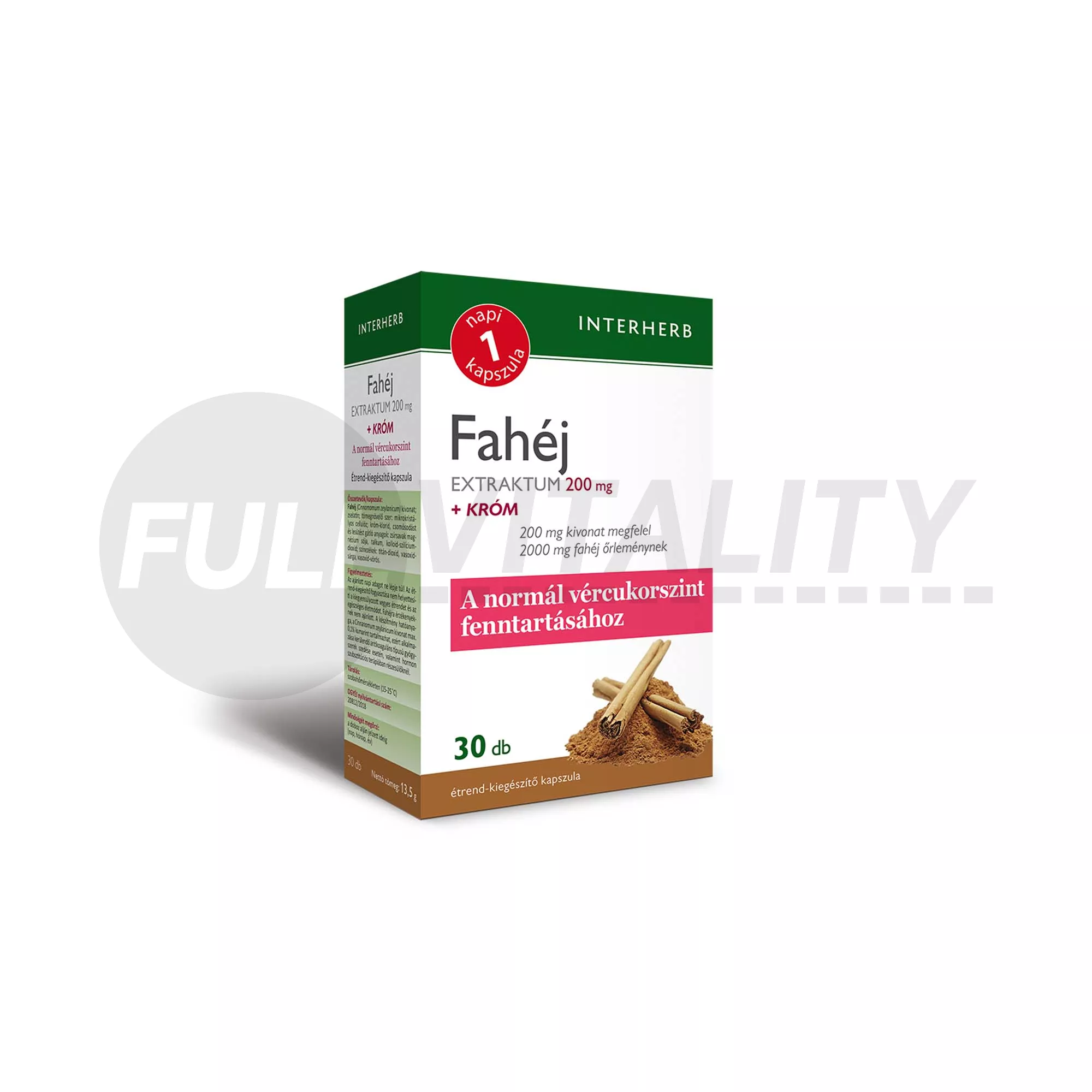 INTERHERB NAPI 1 FAHÉJ EXTRAKTUM 200MG+KRÓM KAPSZULA 30DB