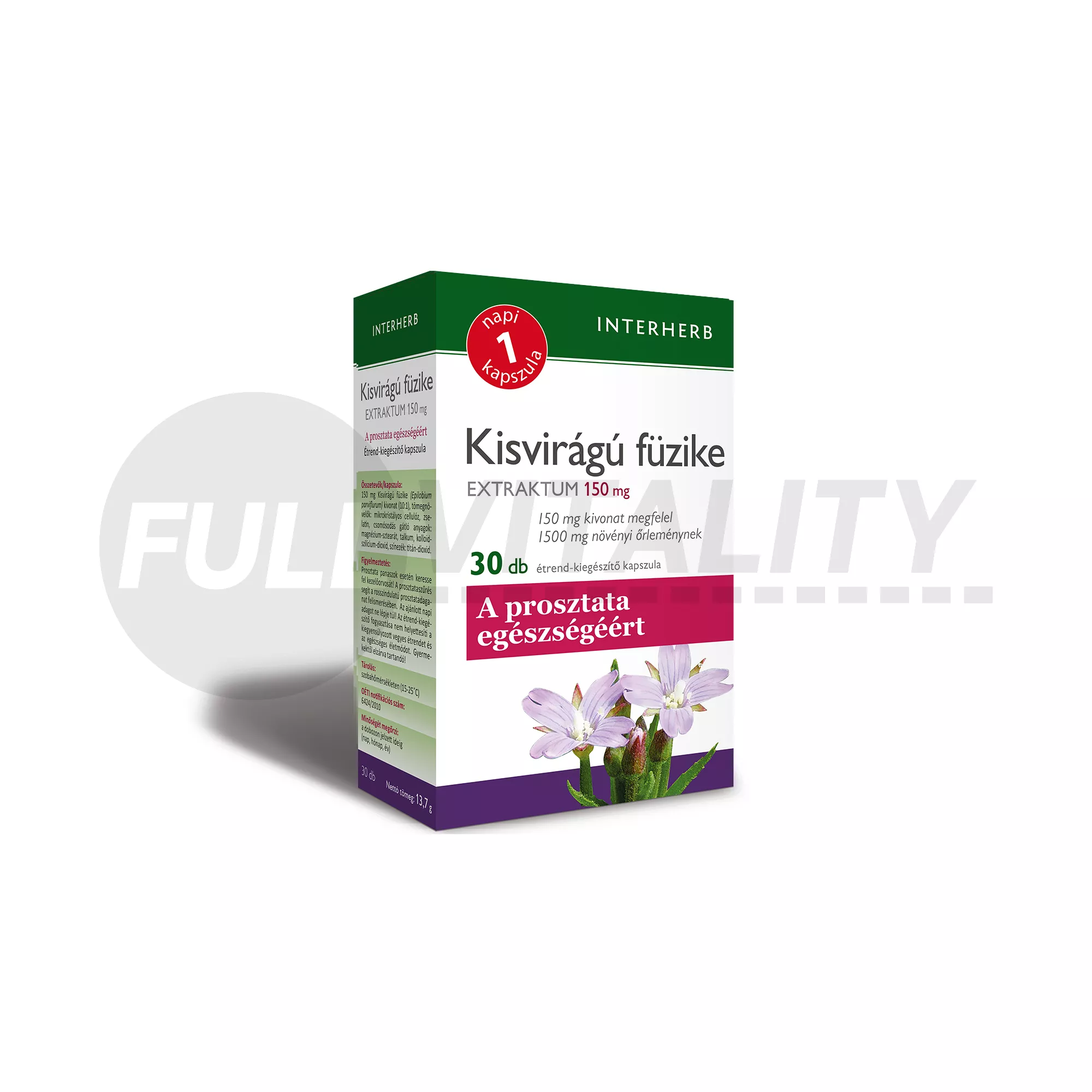 INTERHERB NAPI 1 KISVIRÁGÚ FÜZIKE EXTRAKTUM KAPSZULA 30DB
