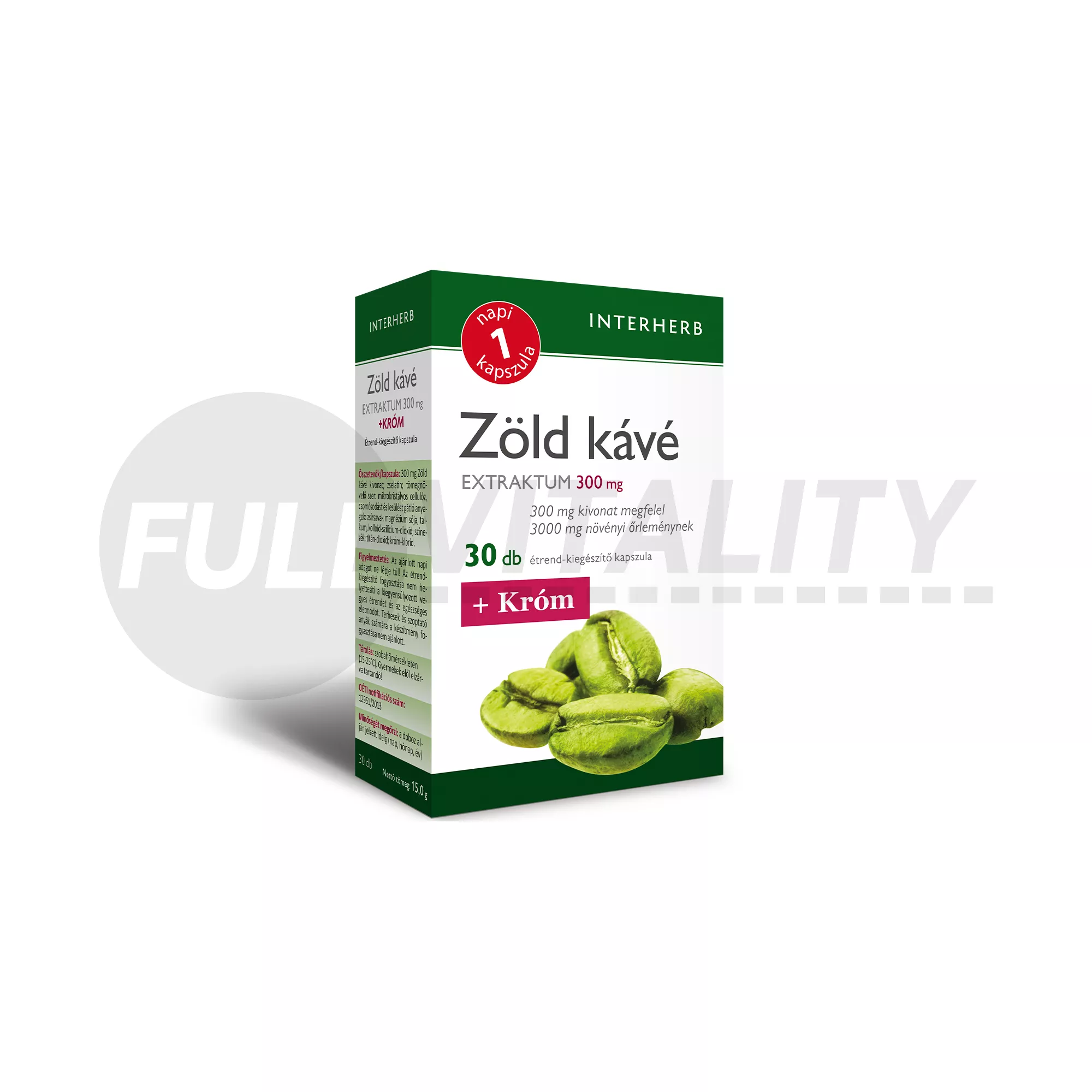 INTERHERB NAPI 1 ZÖLD KÁVÉ EXTRAKTUM 300MG+KRÓM 30DB