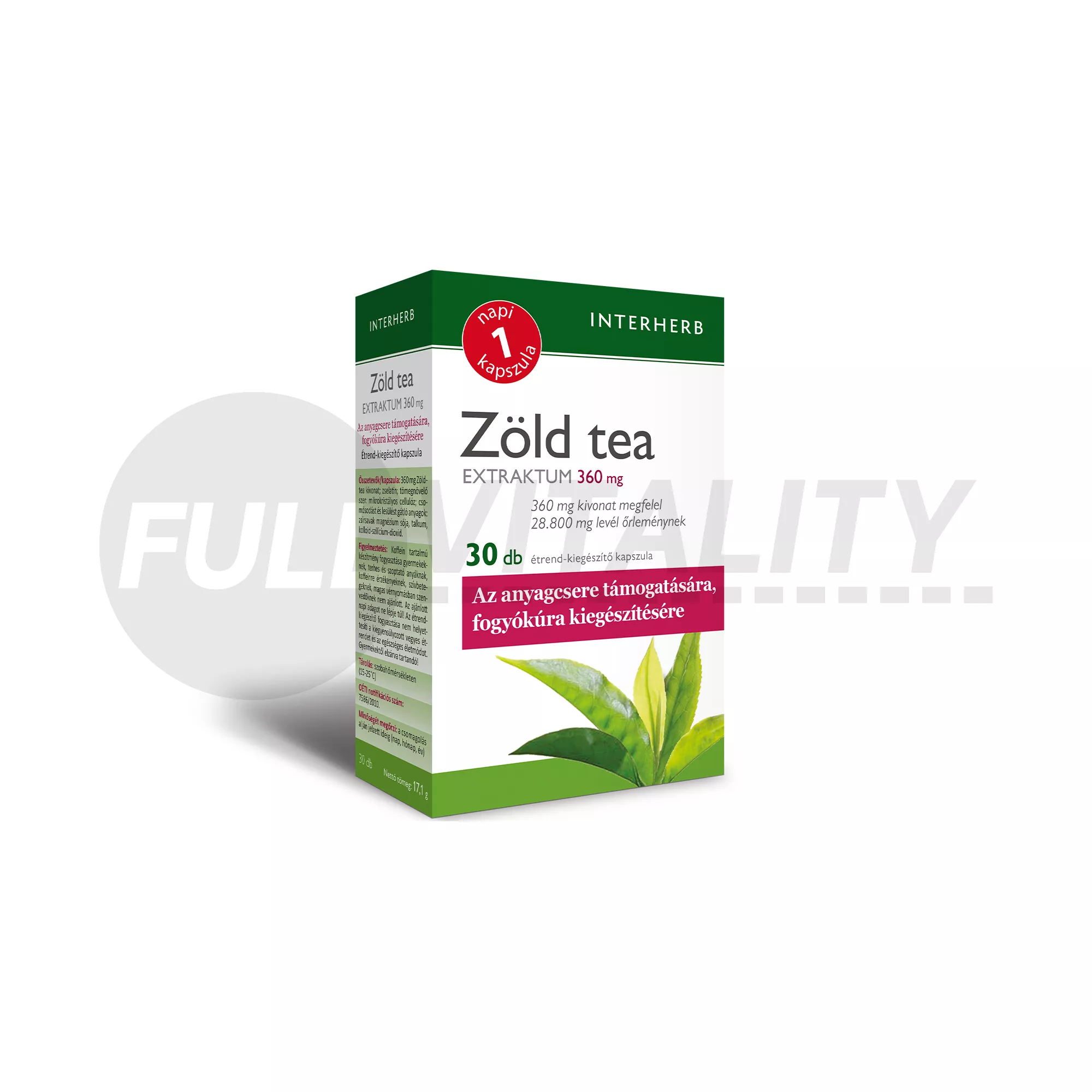 INTERHERB NAPI 1 ZÖLD TEA EXTRAKTUM KAPSZULA 30DB