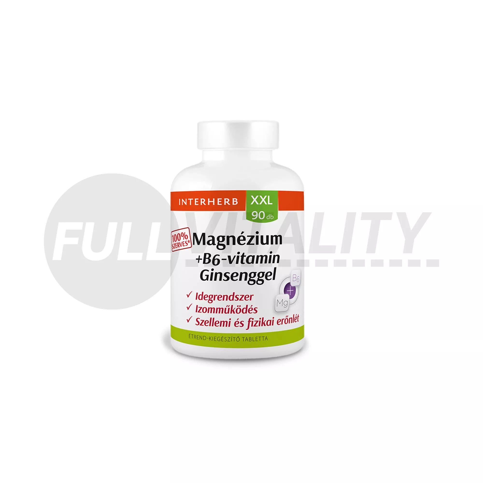 INTERHERB XXL MAGNÉZIUM 100% SZERVES + B6 + GINSENG TABLETTA 90DB