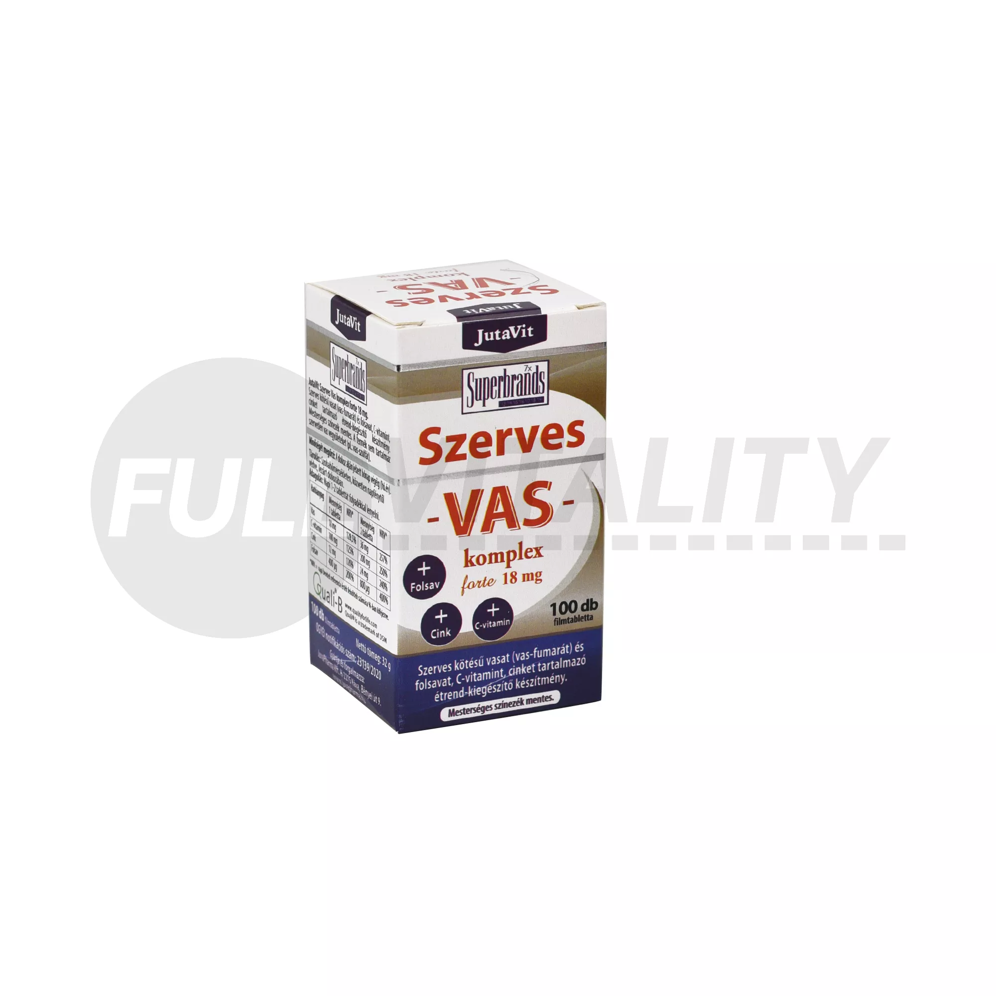JUTAVIT SZERVES VAS KOMPLEX 18MG 100DB