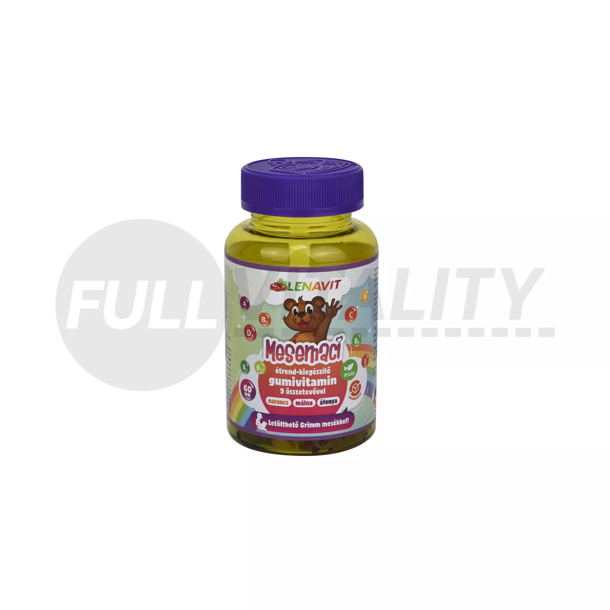 LENAVIT MESEMACI GUMIVITAMIN 9 ÖSSZETEVŐVEL NARANCS-MÁLNA-ÁFONYA ÍZEKBEN 60DB