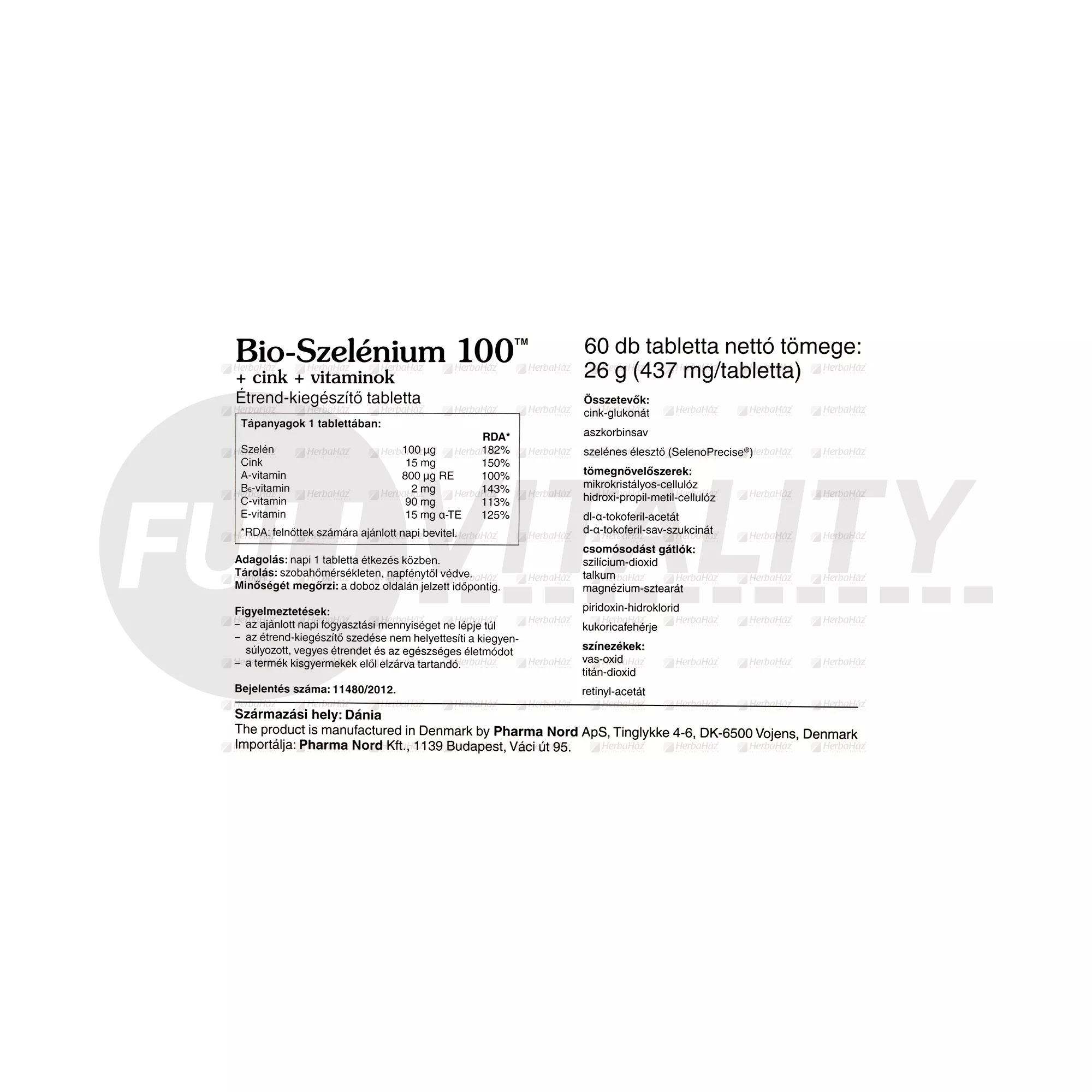 PHARMA NORD SZELÉNIUM100 + CINK + VITAMINOK TABLETTA 60DB