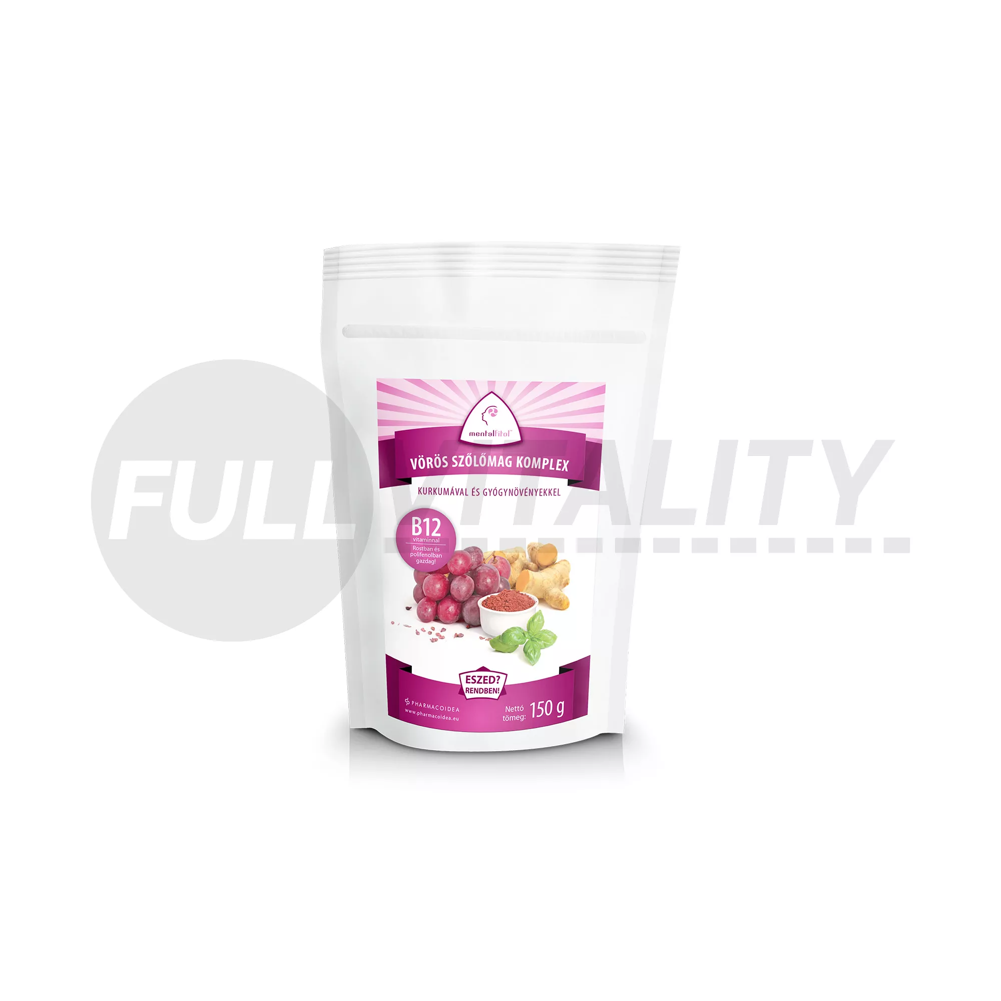 PHARMACOIDEA MENTALFITOL VÖRÖS SZŐLŐMAG KOMPLEX+B12 VITAMIN PORKEVERÉK 150G