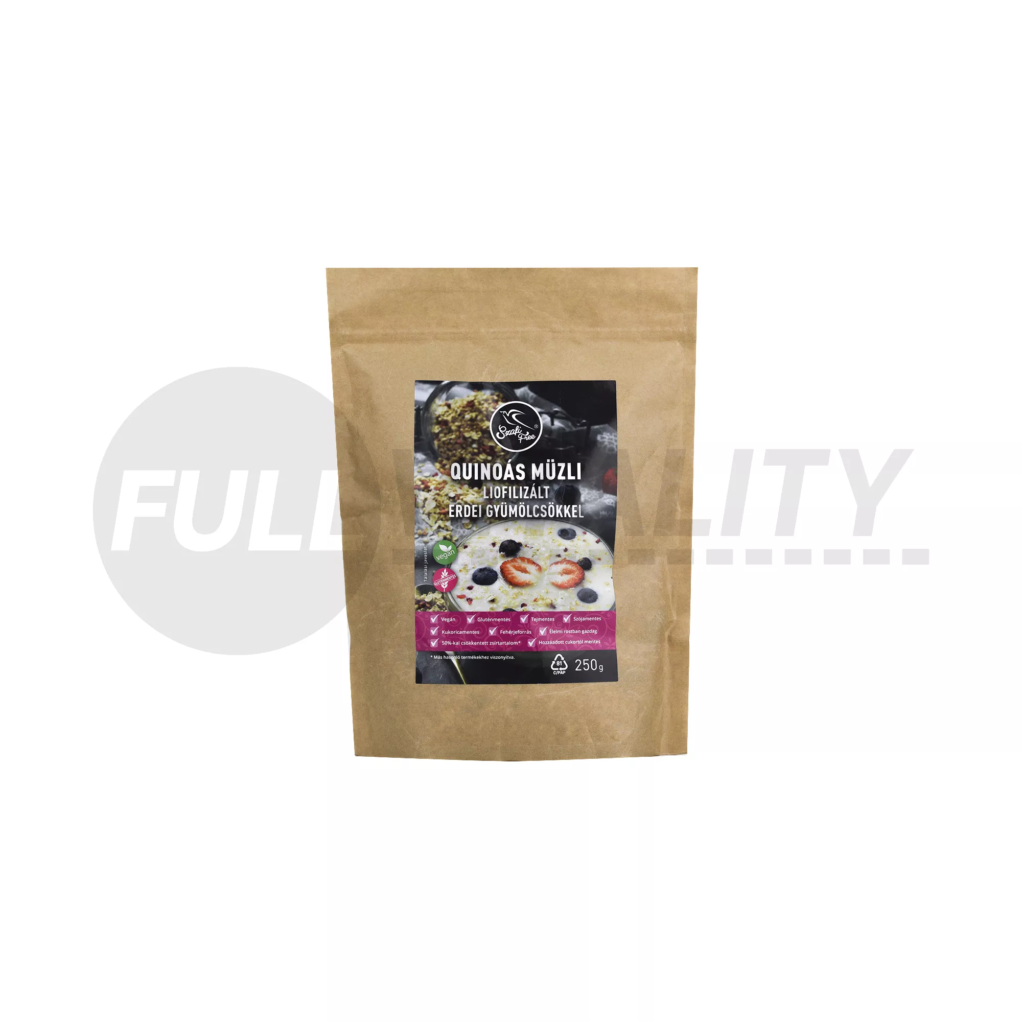 SZAFI FREE QUINOÁS MÜZLI LIOFILIZÁLT ERDEI GYÜMÖLCSÖKKEL 250G