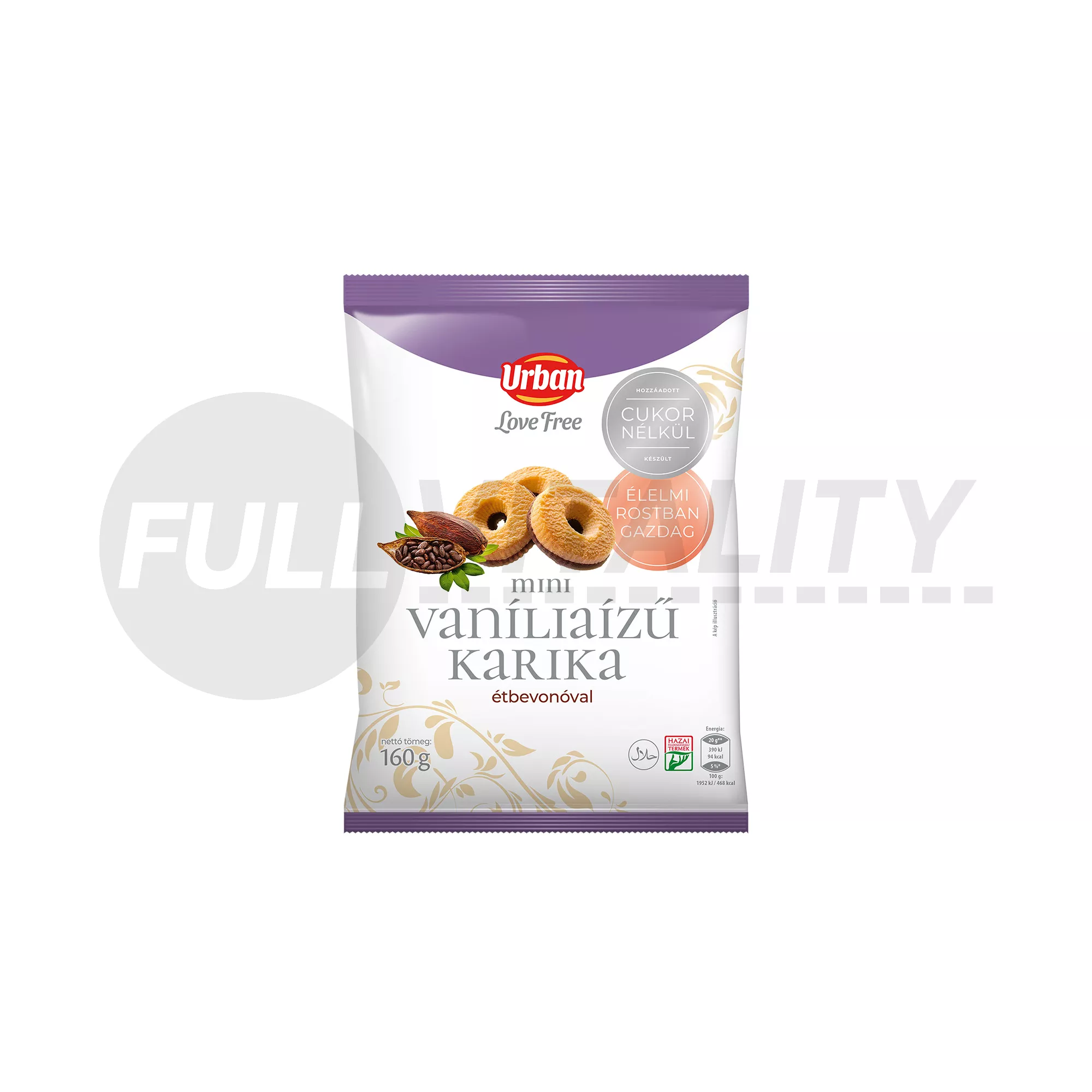 URBAN LOVE FREE MINI VANÍLIAÍZŰ KARIKA HOZZÁADOTT CUKOR NÉLKÜL 160G