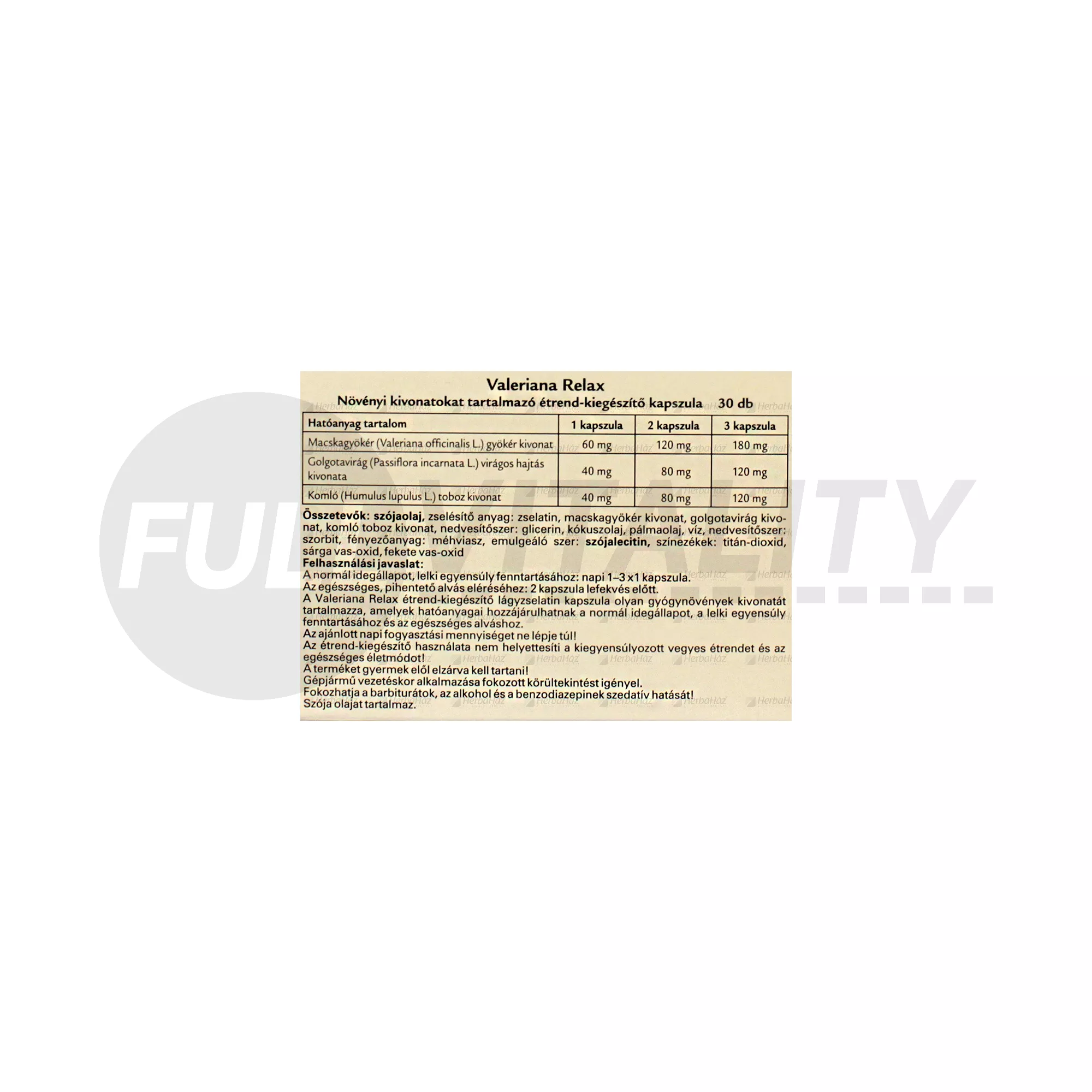 VALERIANA RELAX KAPSZULA 30DB